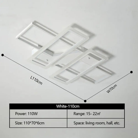 Modern Rectangular Led Chandeliers For Living Room Home Decor White - 110Cm / China Cool White - No