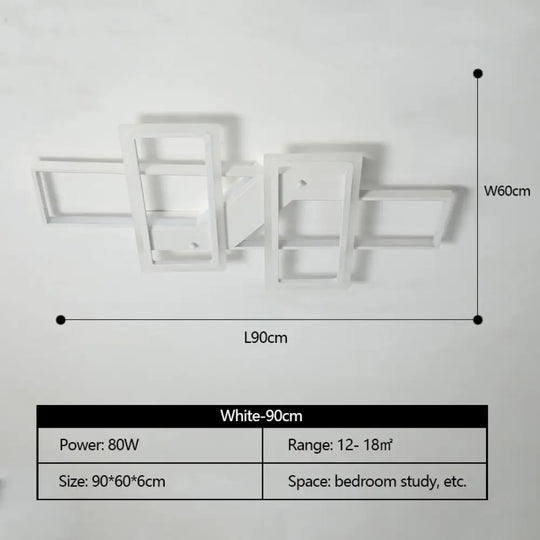 Modern Rectangular Led Chandeliers For Living Room Home Decor White - 90Cm / China Cool White - No
