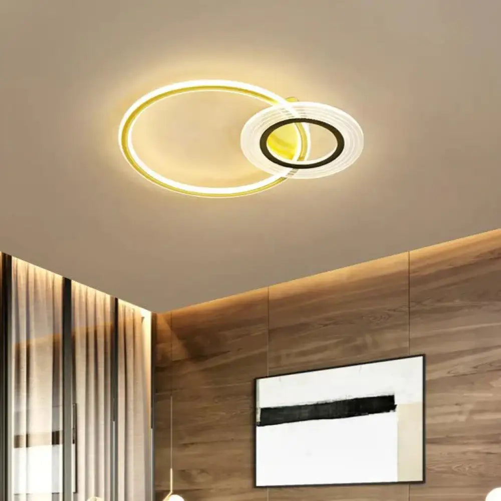 Modern Simple Circle Warm Room Living Led Ceiling Lamp Black Gold - 47Cm / Three - Color Light
