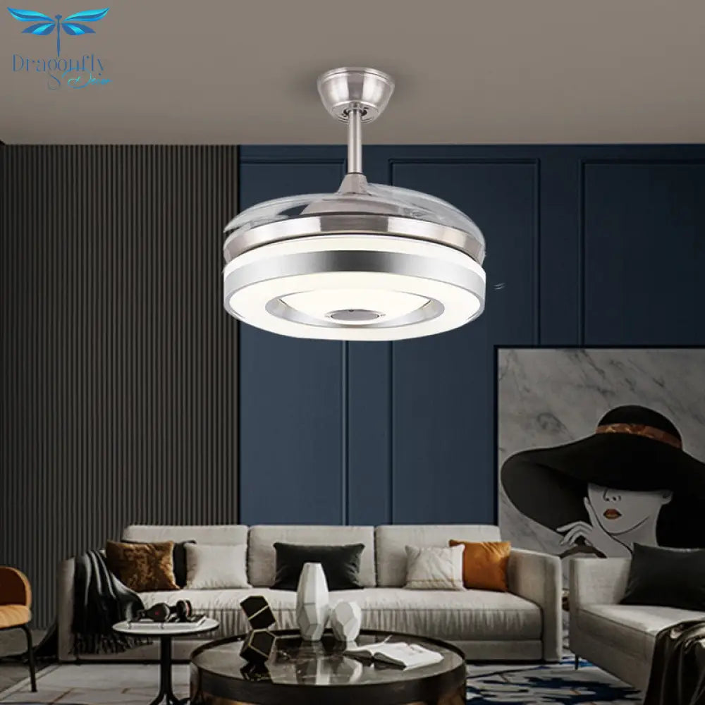 Modern Simple Invisible Led Ceiling Fan Lamp - Ideal For Living Room Bedroom And Dining With Remote