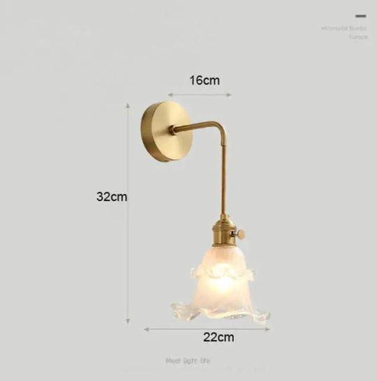 Modern Simple Nordic Living Room Bedroom Copper Wall Lamp A / Without Bulb Lamps