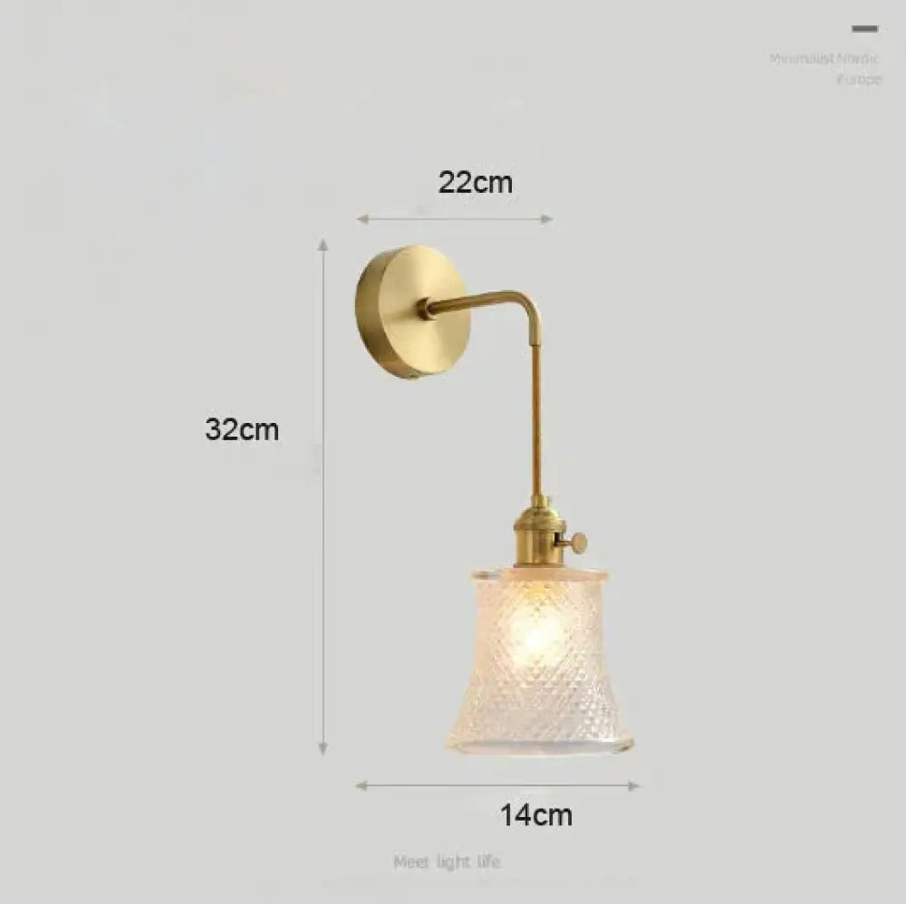 Modern Simple Nordic Living Room Bedroom Copper Wall Lamp E / Without Bulb Lamps