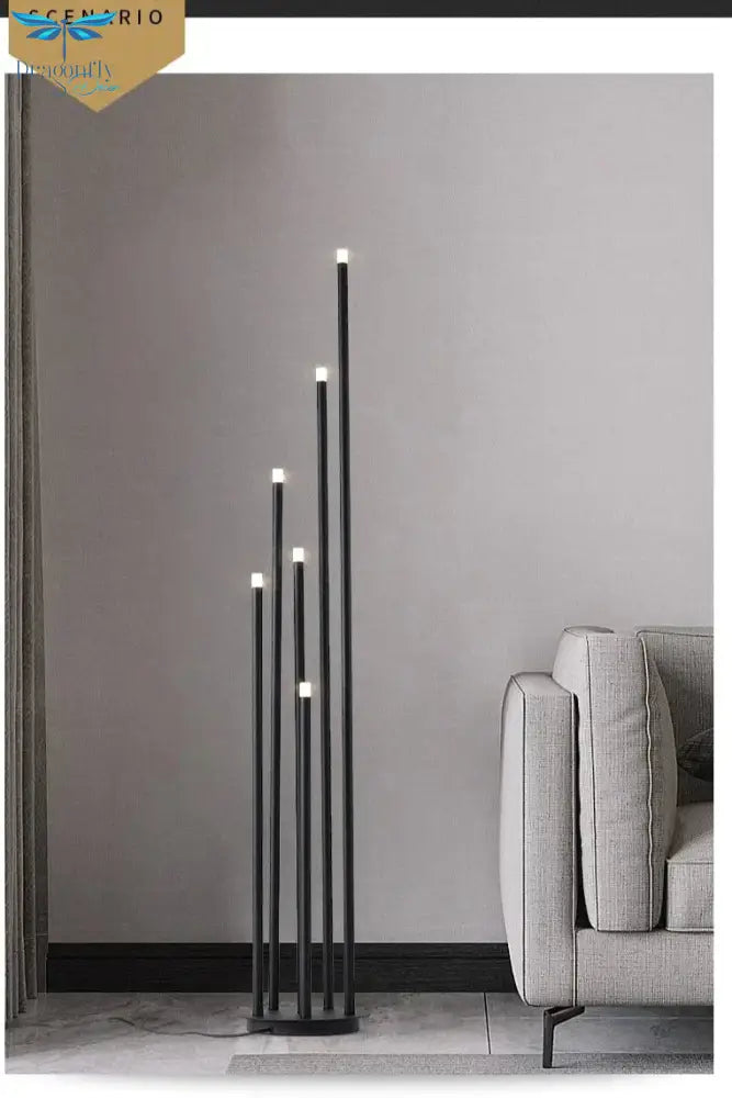 Modern Simple Personality Black Multi - Head Led Floor Lamp Branch Stand Living Room Reading