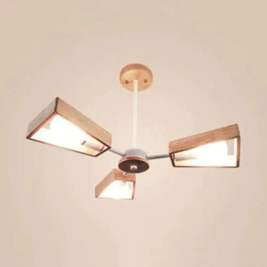 Modern Sputnik Chandelier Pendant Wooden 3/5/8 - Light Bedroom Hanging Lamp In Black/White 3 / White