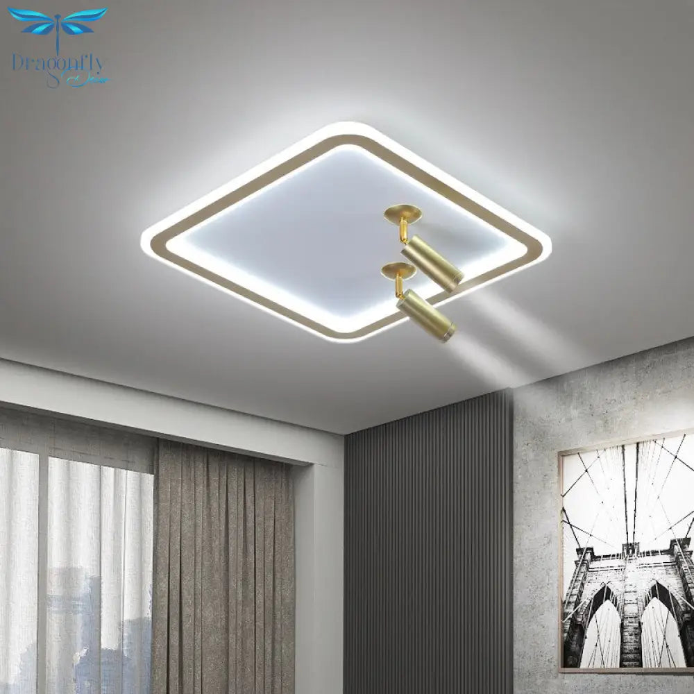 Modern Square Led Chandelier With Spotlights For Bedroom Living Room Ceiling Indoor Lighting Home