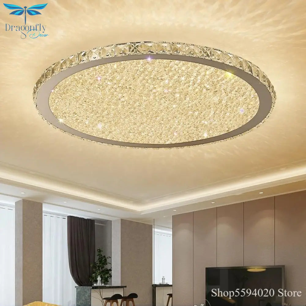 Modern Stainless Steel Ceiling Lamp American Luxury Crystal Lights Lighting Led Decor Home Bedroom
