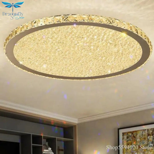 Modern Stainless Steel Ceiling Lamp American Luxury Crystal Lights Lighting Led Decor Home Bedroom