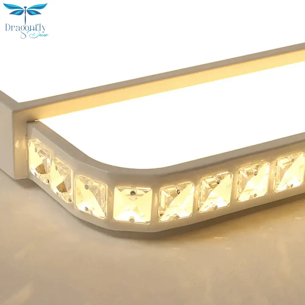 LED Acrylic Flush Light Modern Style White Rectangle Living Room Flush Mount Lamp in White Light/Remote Control Stepless Dimming - Clearhalo - 'Ceiling Lights' - 'Close To Ceiling Lights' - 'Close to ceiling' - 'Flush mount' - Lighting' - 266268