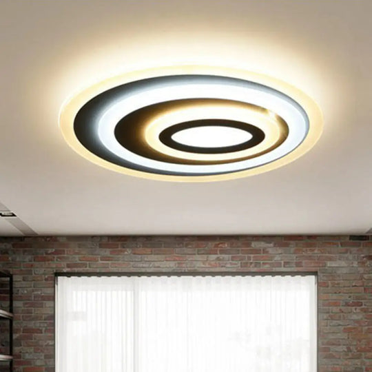 Modern White Acrylic Oval Led Flush Mount Ceiling Light For Bedrooms / 15.5’ 2 Color
