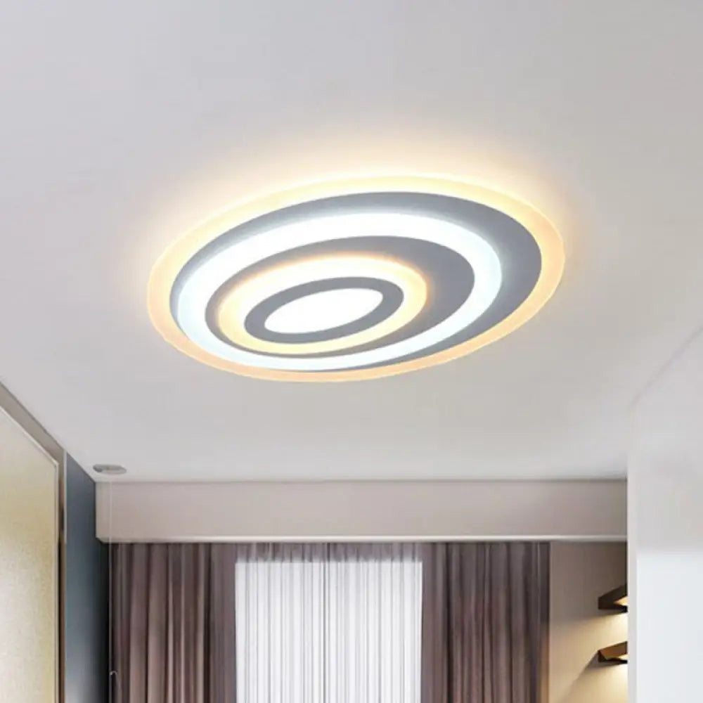 Modern White Acrylic Oval Led Flush Mount Ceiling Light For Bedrooms / 15.5’ Third Gear
