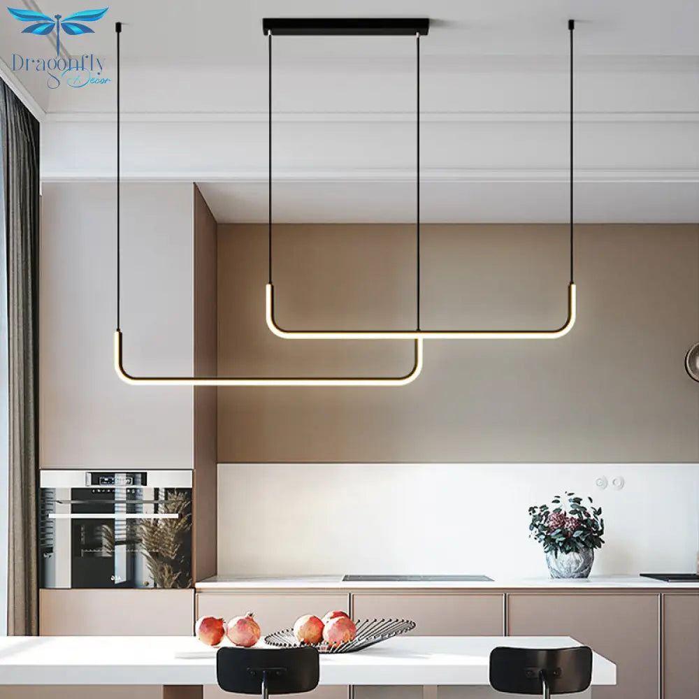 Molly - Sleek Aluminum Linear Pendant Light Fixture Simplicity Black/Gold Led Hanging Lamp Over