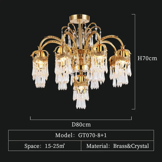 Monarch - European All - Copper Luxury Crystal Chandelier Creative Art 9Lights D80 H70Cm Chandelier