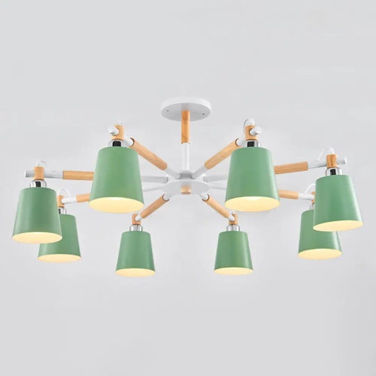 Monica - Modern Multi - Colored Solid Wood Chandelier With Metal Shade 8 / Green