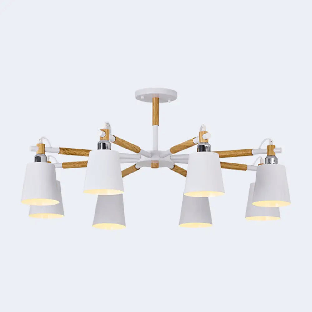 Monica - Modern Multi - Colored Solid Wood Chandelier With Metal Shade 8 / White