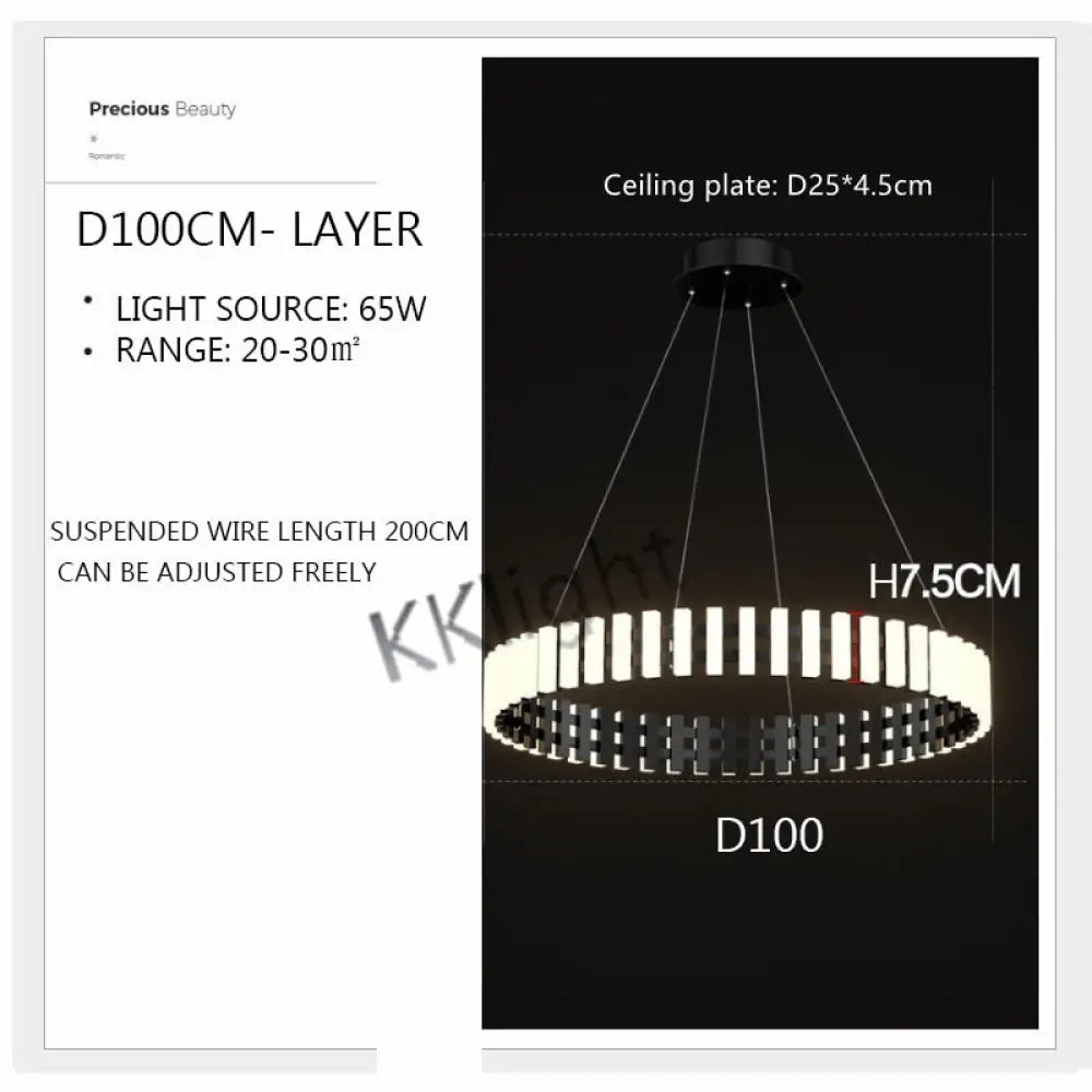 Multi Tire Double Height Led Chandelier For Living Room Hotel And Business Place 1 Layer D100Cm /