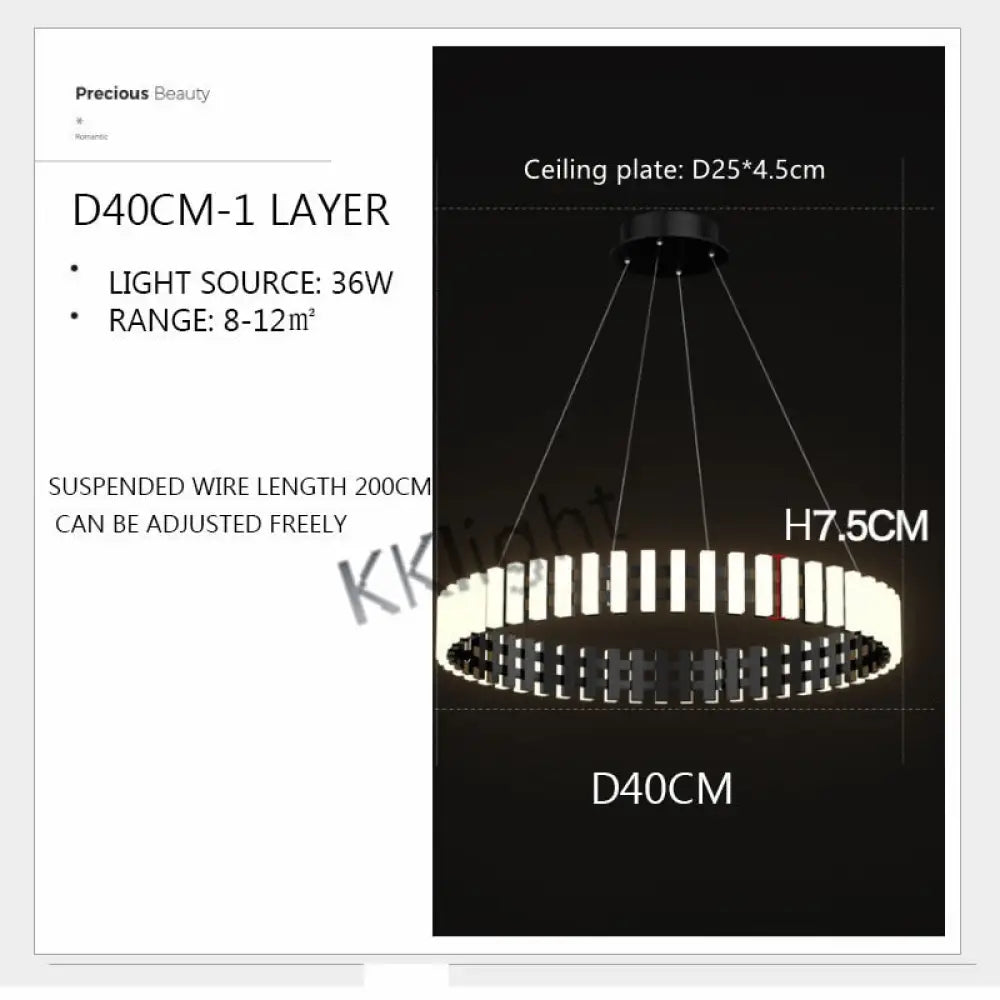 Multi Tire Double Height Led Chandelier For Living Room Hotel And Business Place 1 Layer D40Cm /
