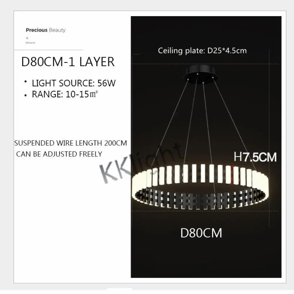 Multi Tire Double Height Led Chandelier For Living Room Hotel And Business Place 1 Layer D80Cm /