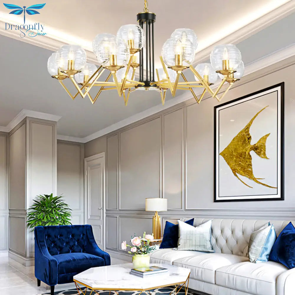 Muriel - Gold Candle Living Room Chandelier With Oval Shade Modern Elegant Pendant Light In Finish
