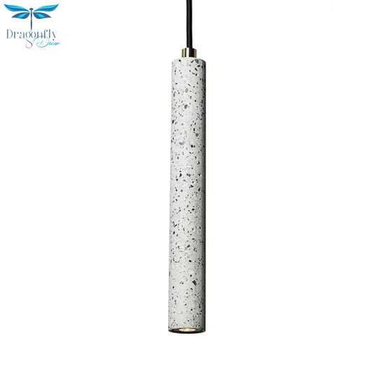 Myriam - Terrazzo Flute Pendulum Light Nordic 10/19.5 Tall Led Bistro Hanging Pendant In White/Black