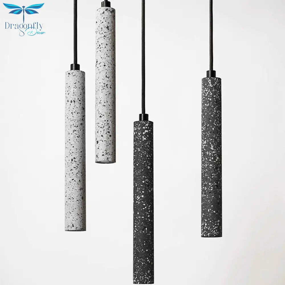Myriam - Terrazzo Flute Pendulum Light Nordic 10/19.5 Tall Led Bistro Hanging Pendant In White/Black