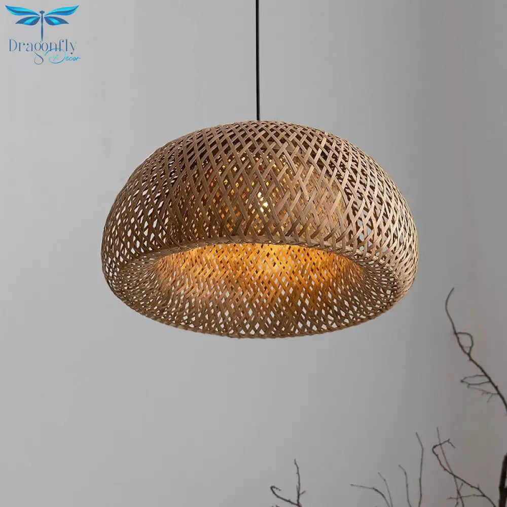 Natural Hand - Woven Bamboo Lantern Pendant Lamp Rattan Wicker Retro Restaurant Hanging Light