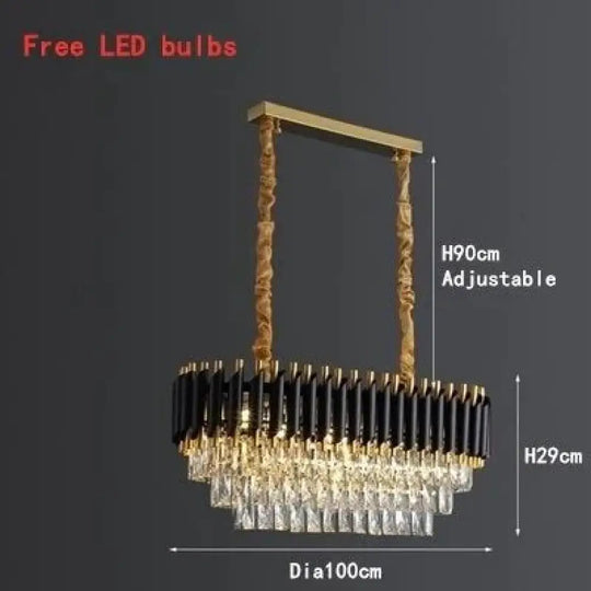 Nebra- Luxury K9 Crystal Chandeliers Long D100Cm / Changeable Light Chandelier