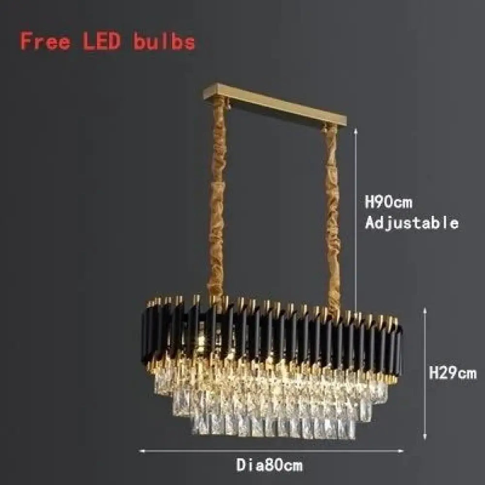 Nebra- Luxury K9 Crystal Chandeliers Long D80Cm / Changeable Light Chandelier