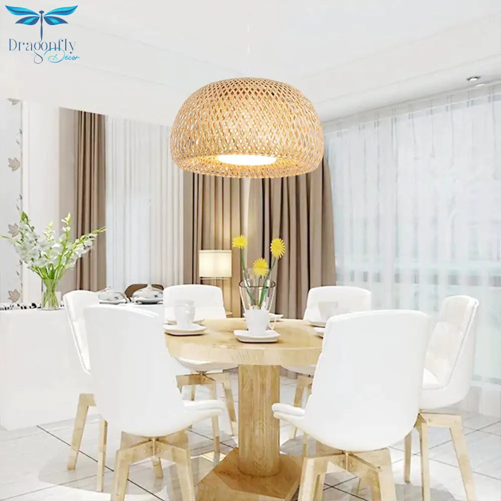 New Chinese Bamboo Weaving Nest Antique Pendant Light E27 Lamps Lanterns Living Room Hotel