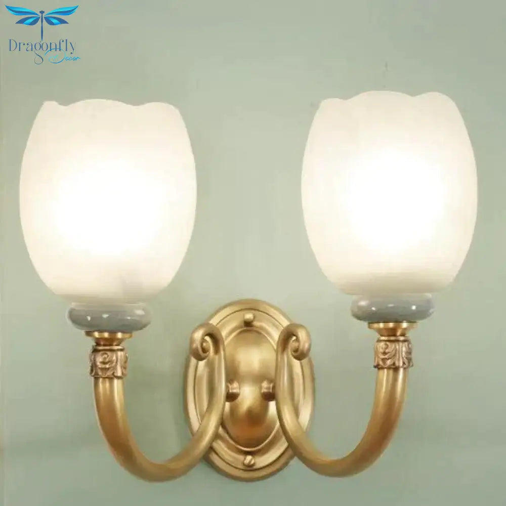 New Creative Bedroom Bedside Ceramic All Copper Wall Lamp Lamps