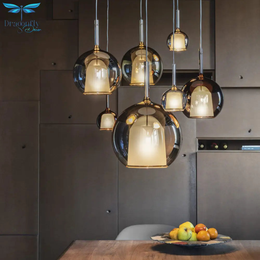 New Glass Penta Glo Led Suspension Pendant Light For Kitchen Island Living Room Gray Indoor Decor
