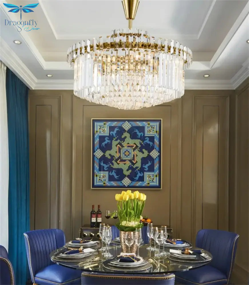 New Modern Luxury Large Chandelier Crystal Lamp Led Luminare Ac110V 260V Gold Dining Room Living