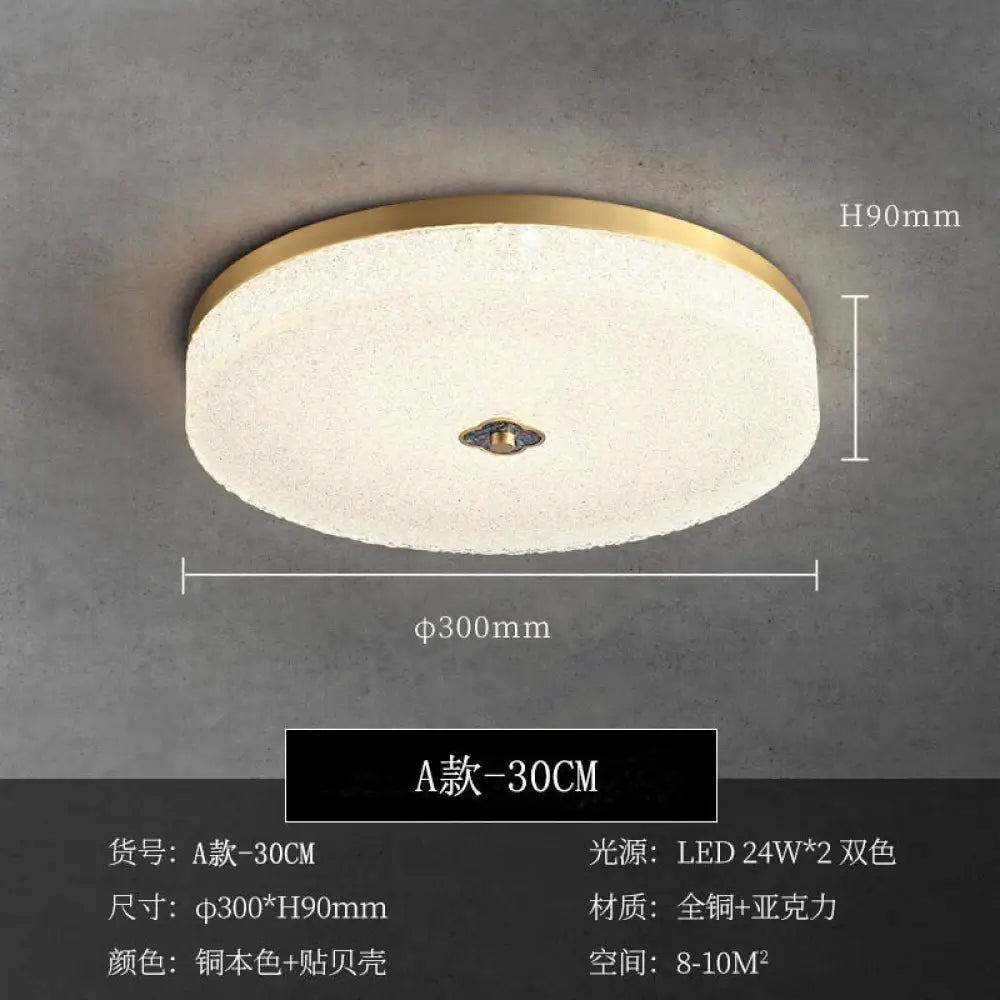 New Round Ceiling Lamp Led Light Luxury All - Copper Lamps For Living Room Restaurant Aisle Sun