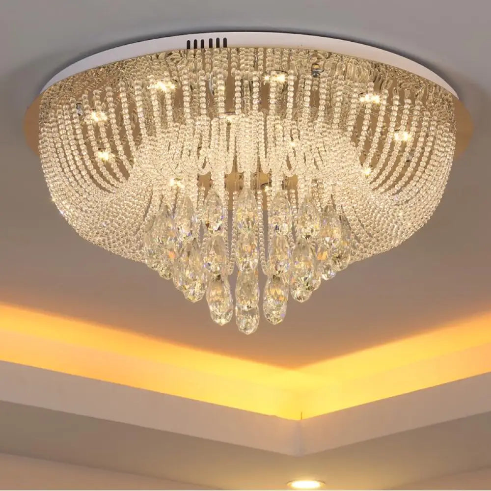 New Round Living Room Lamp Led Crystal Ceiling Curtain Bedroom Dining Dia500Mm / Warm White Ceiling