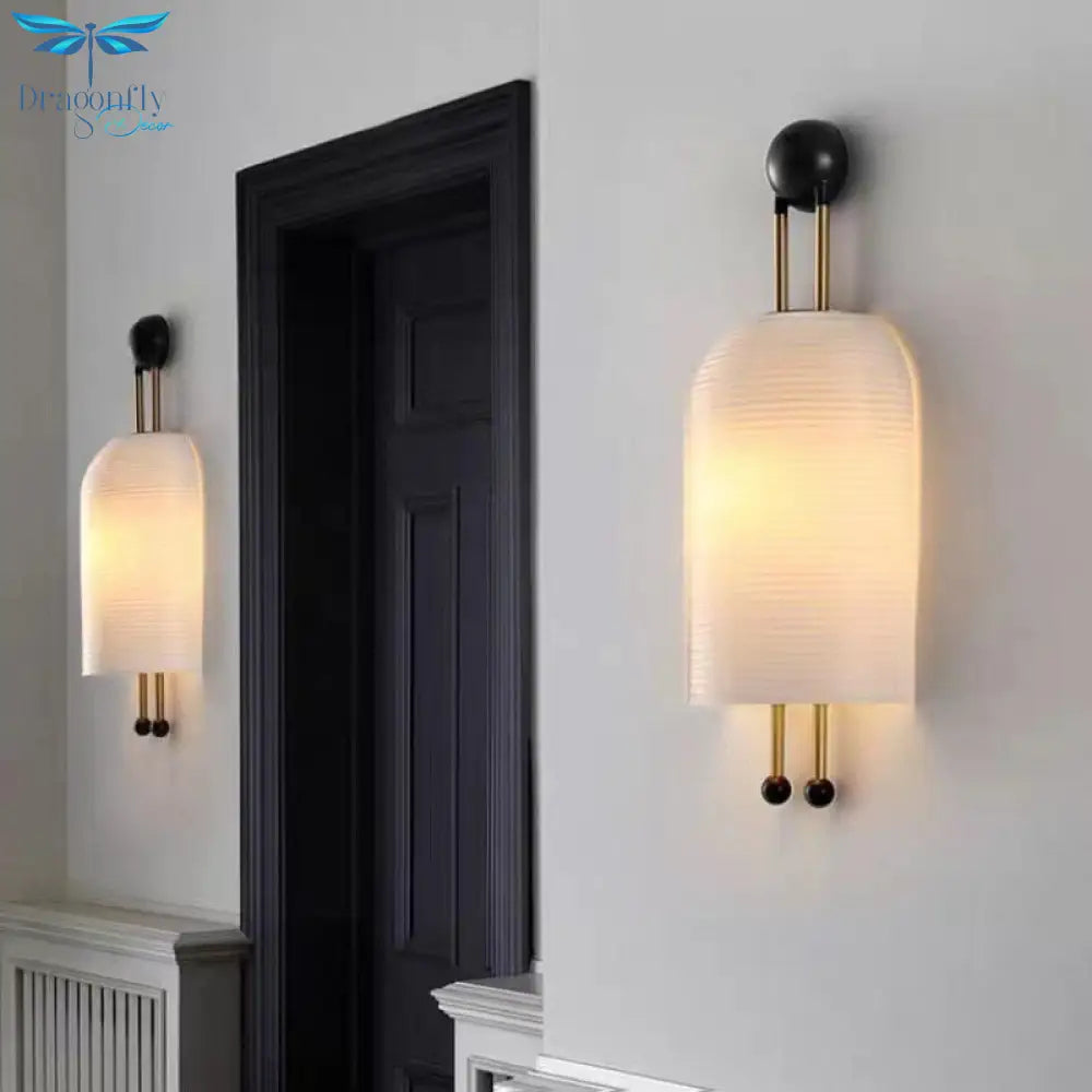 New Style White Glass Wall Lamp E27 Bulb For Bedroom Parlor Dining Hotel Shop Art Deco Loft Creative