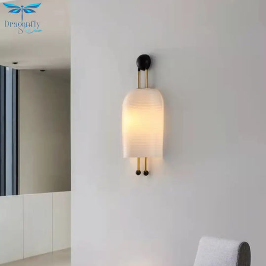 New Style White Glass Wall Lamp E27 Bulb For Bedroom Parlor Dining Hotel Shop Art Deco Loft Creative