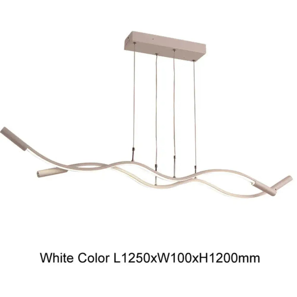 New Wave Aluminum Modern Led Pendant Light For Dining Room Living Kitchen Matte Black Or White