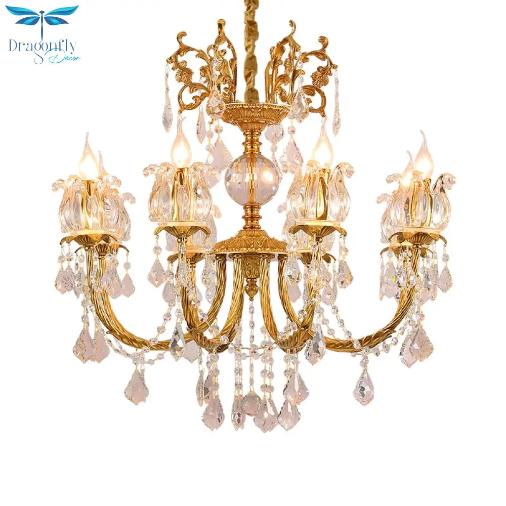 Noble - Luxury French Brass Pendant Lamp Gold Chandelier Candle For Antique Decor Chandelier