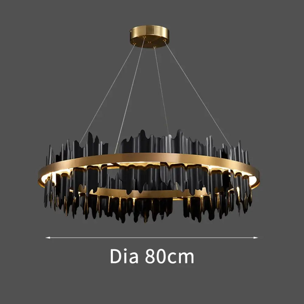 Noir Brilliance - Contemporary Black Led Chandelier Diameter 80Cm Light