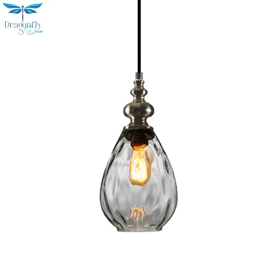 Nora - Contemporary Amber/Clear Dimple Glass Pendant Lamp 6/8 Wide Water
