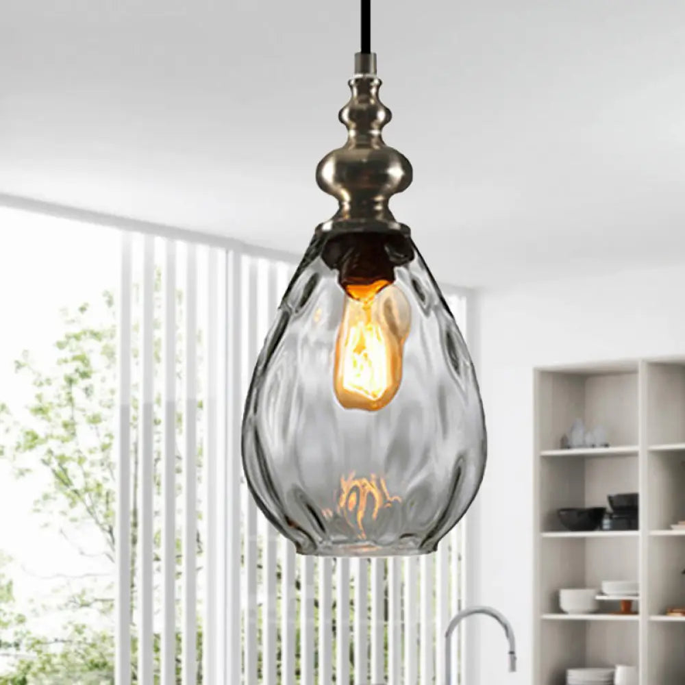 Nora - Contemporary Amber/Clear Dimple Glass Pendant Lamp 6/8 Wide Water Clear / 6
