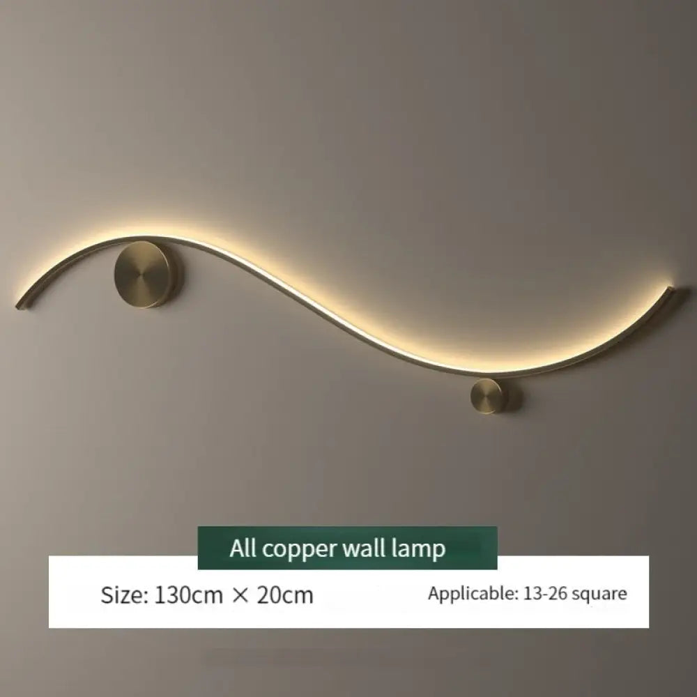 Nordic All Copper Led Wall Light Gold Black A Color 130Cm / Warm Light 3000K Lamp
