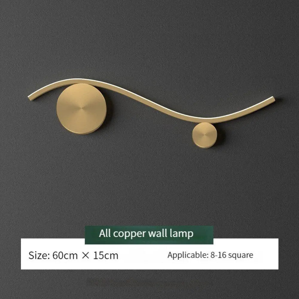 Nordic All Copper Led Wall Light Gold Black B Color 60Cm / Warm Light 3000K Lamp