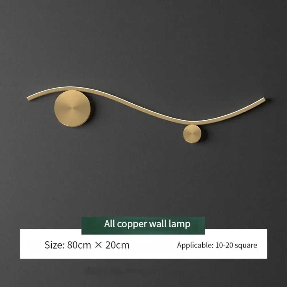 Nordic All Copper Led Wall Light Gold Black B Color 80Cm / Warm Light 3000K Lamp