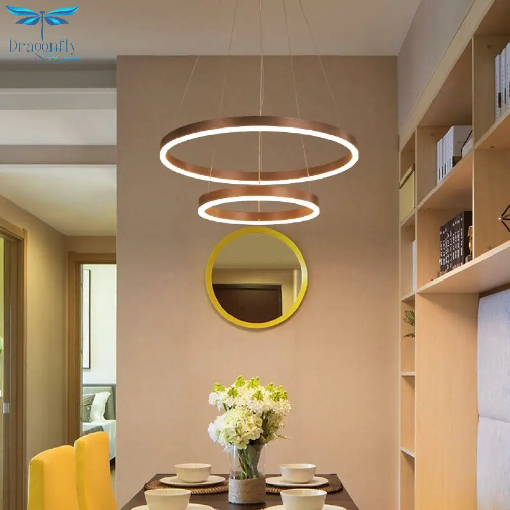 Nordic Art Deco Luxury Led Circular Pendant Lights Hanging Lamps For Living Room Dining Table