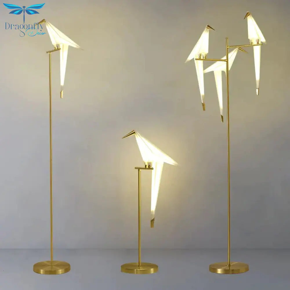 Nordic Bird Floor Lamp Creative Acrylic Thousand Paper Cranes Lamps For Living Room Bedroom Home