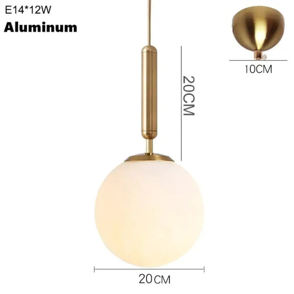 Nordic Brass Aluminum Modern Pendant Light Loft Hanging Lamps Bedside Lamp Kitchen Suspension 20Cm