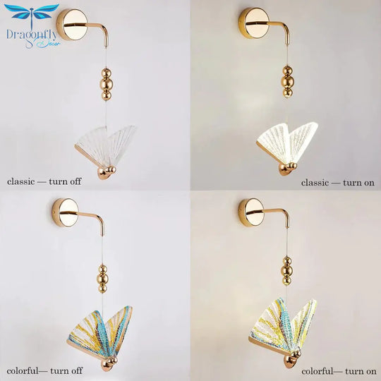 Nordic Butterfly Led Wall Light For Bedroom Wall