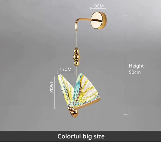 Nordic Butterfly Led Wall Light For Bedroom Colorful Big Size / Warm White Wall