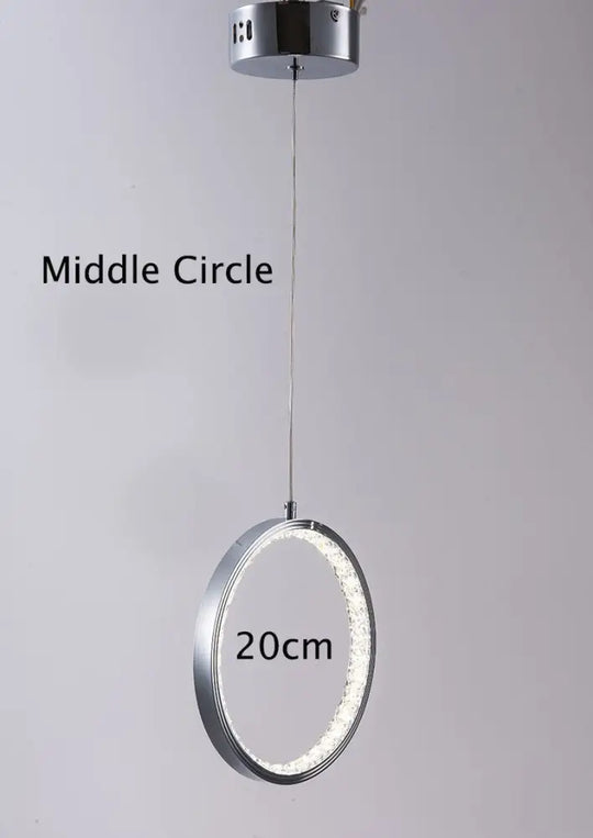 Nordic Circular Ring Crystal Pendant Light Modern Hanging Lamp Stairway Corridor Lustre Chandelier