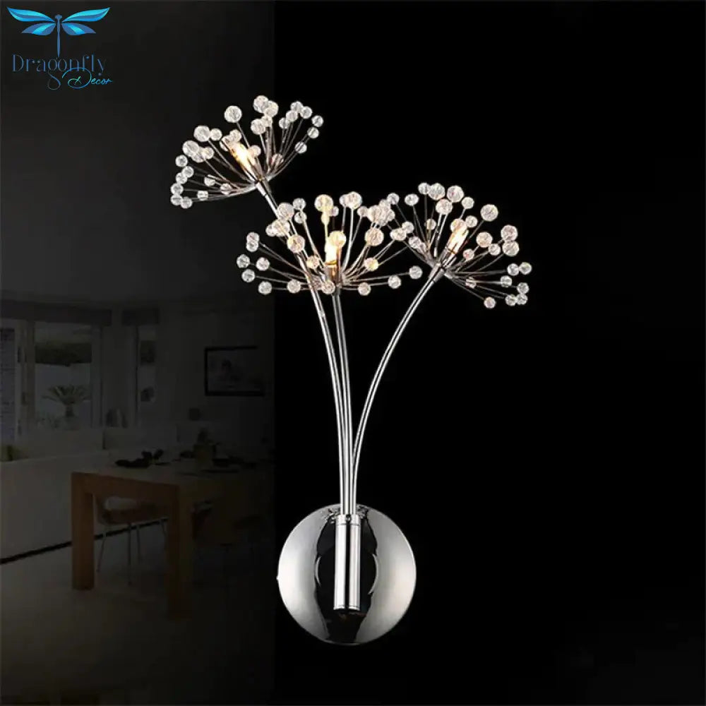 Nordic Creative Crystal Flower Dandelion Wall Lamps For Bathroom Bedroom Bedside Lamp Living Room